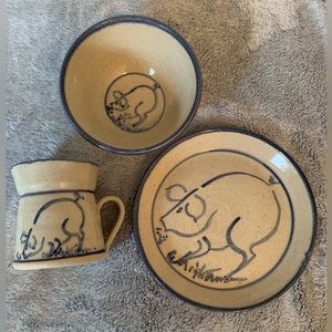 Toddler pottery dish set. NWOT